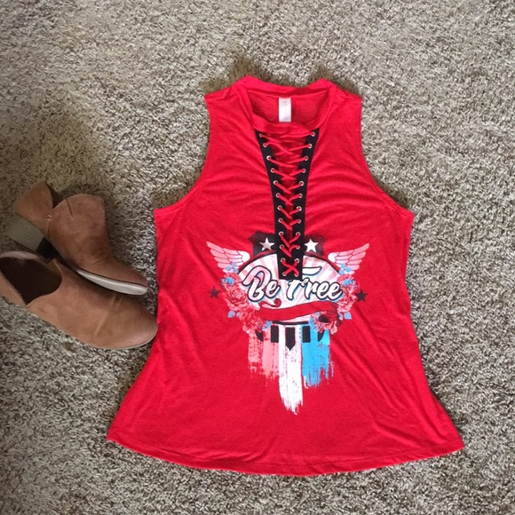 No Boundaries Tops - 3/$15 EUC Lace Up Tank